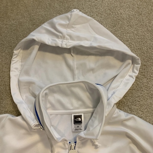 The North Face Full Zip Hooded White Jacket Pockets Mens Size S Red Logo Japan - Picture 5 of 12
